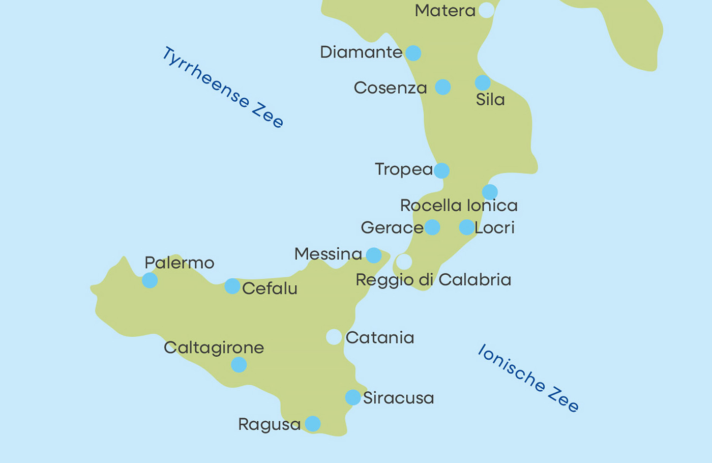 Busreis per comfort-class touringcar, compleet verzorgd Met o.a. Palermo, Cefalù, Ragusa, Syracusa, Roccella Ionica, Tropea en Cosenza