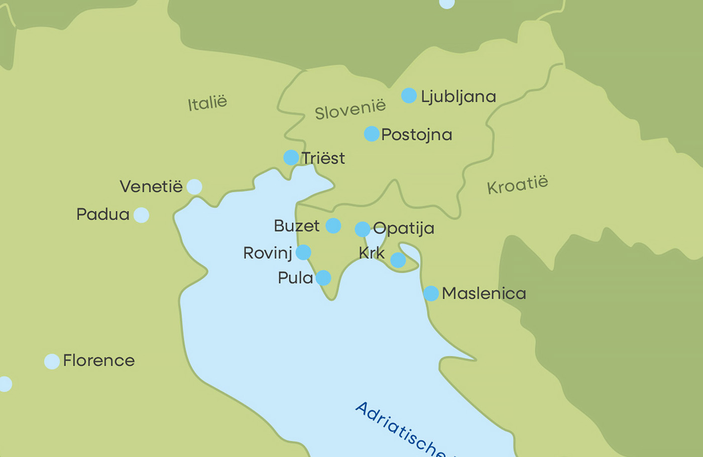 Maaskant Reizen, rondreis, comfort-class touringcar, Cultuurrondreis Slovenië, Italië & Kroatië Met o.a. Ljubljana, Triëste, eiland Krk & de parels van Istrië