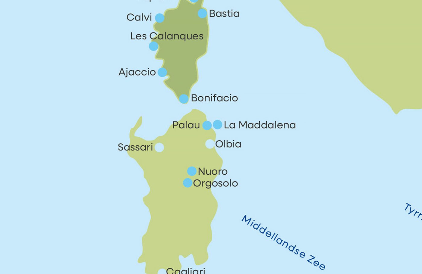 rondreis per comfort-class touringcar Met o.a. Cap Corse, Les Calanches, Ajaccio, Bonifacio, Nuoro, La Maddalena en de Costa Smeralda