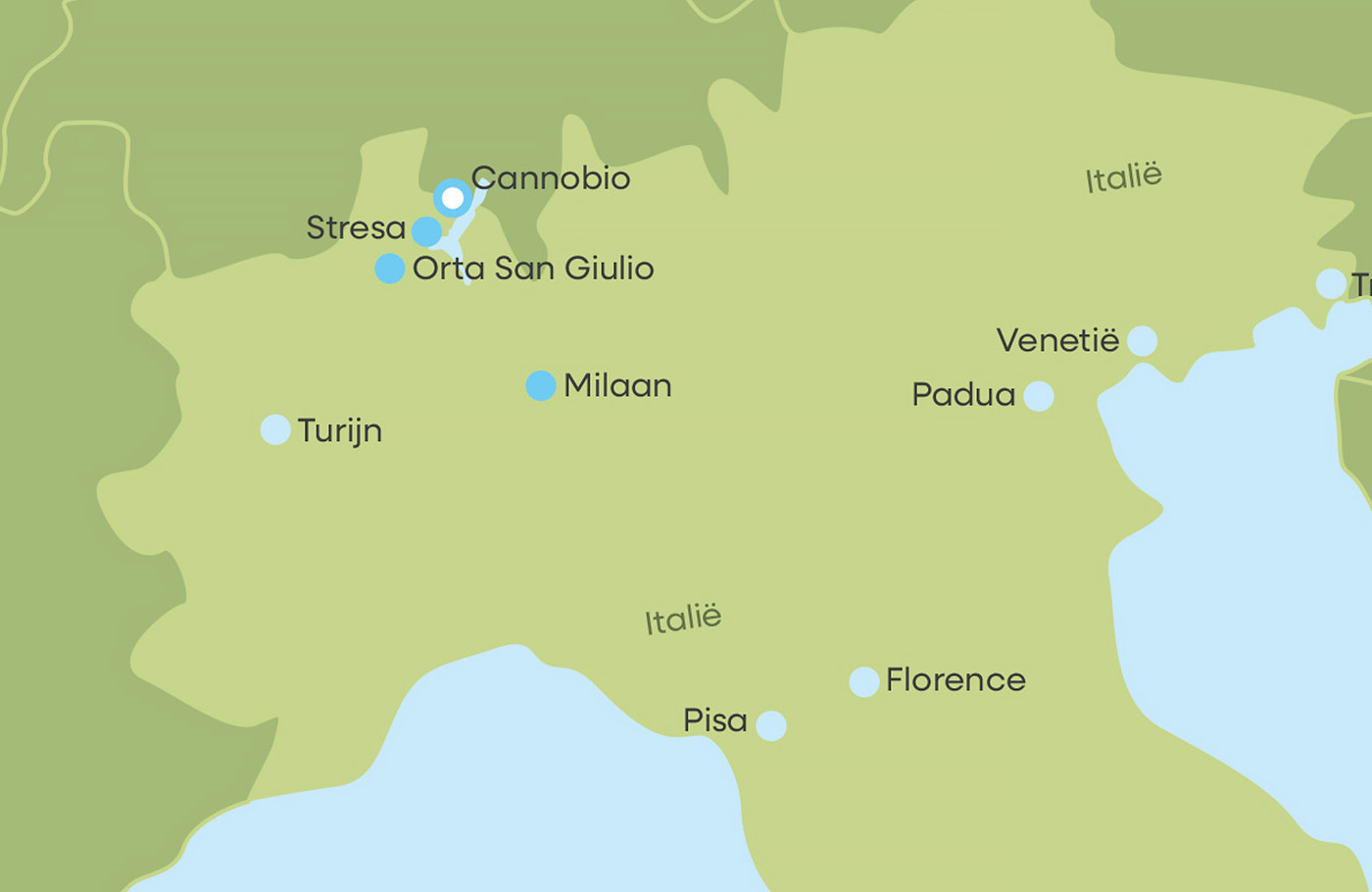 Comfort-class touringcar, busreis, Maaskant Reizen, Met o.a. Cannobio, Stresa, Orta San Giulio en de Borromeïsche eilanden