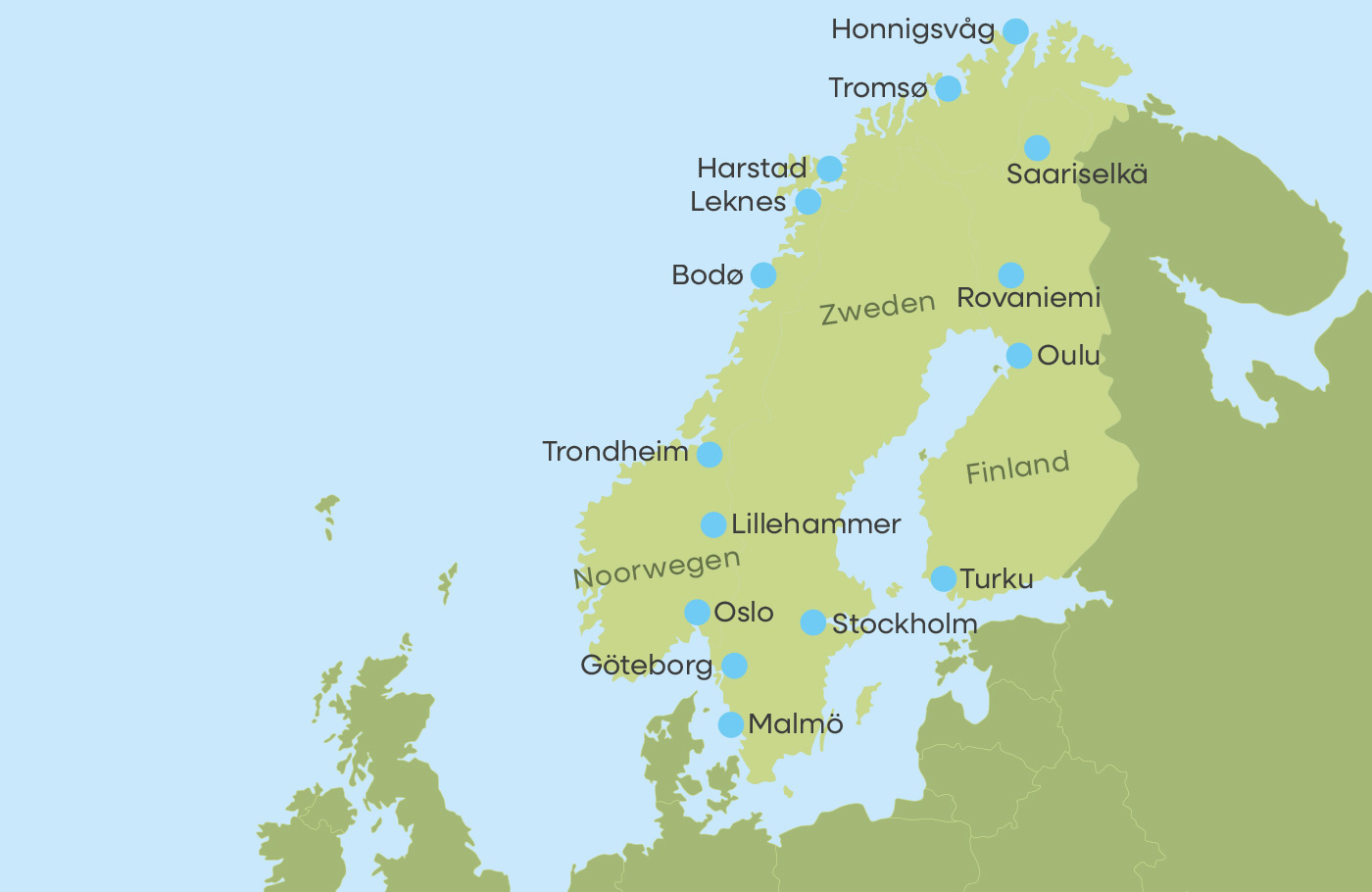 Busrondreis per comfort-class touringcar door Scandinavië met o.a. Noordkaap en Lofoten Met o.a. Stockholm, Poolcirkelcentrum, Santa Claus Village en Lapland.