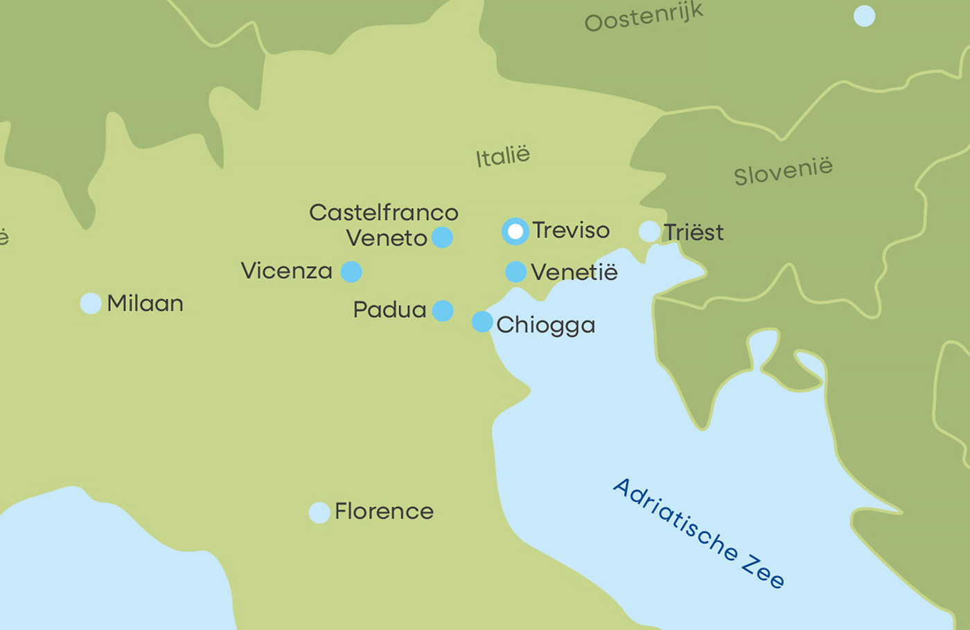 busreis veneto met o.a. verzorgde excursies naar o.a. Treviso, Padua, Vicenza, Prosecco-route en Venetië