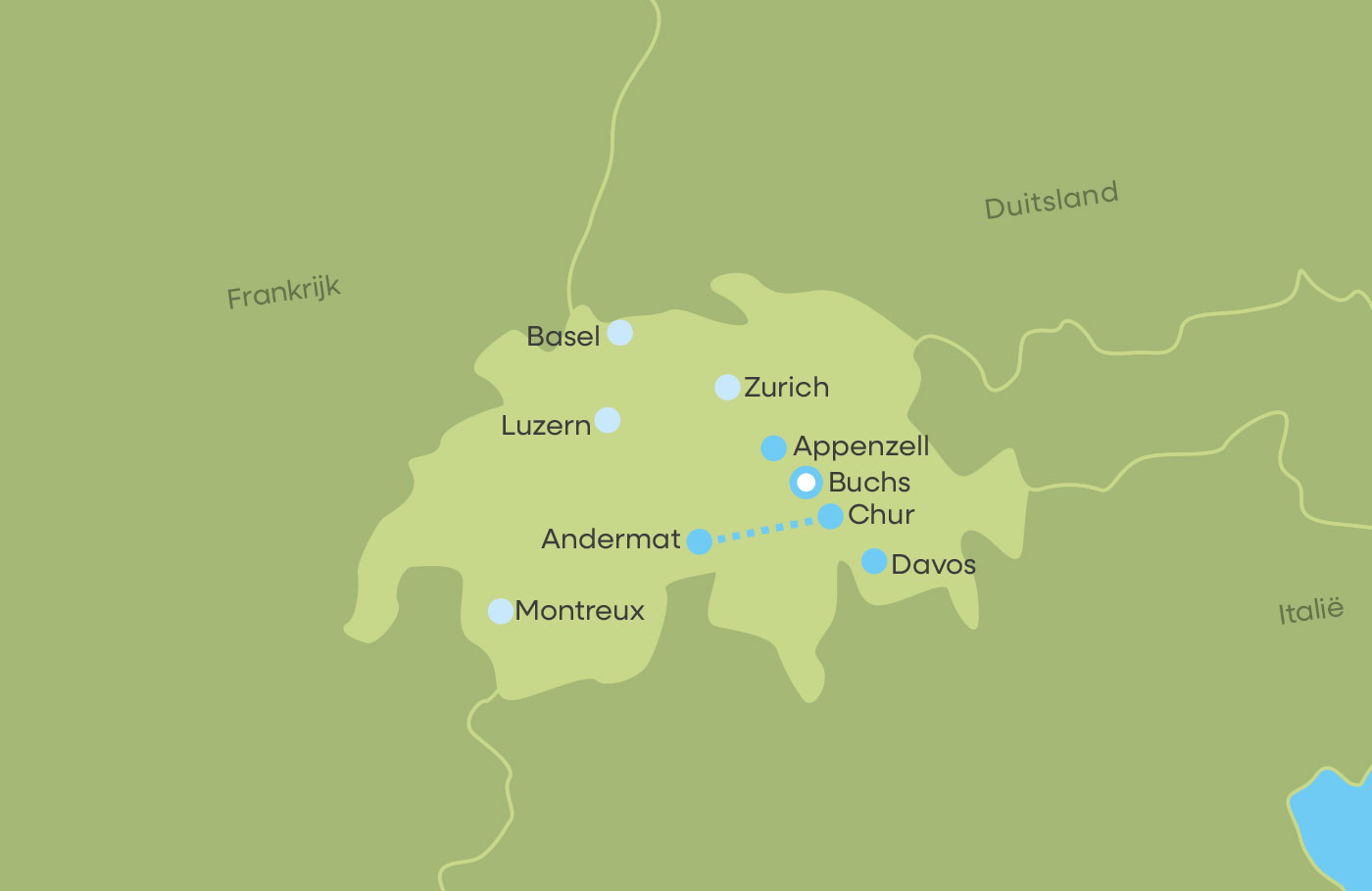 Per comfort-class touringcar van Maaskant Reizen naar Winters Zwitserland per bus en trein Busreis Zwitserland met treinreis over het Glacier Traject en excursies naar Appenzell, Werdenberg, Davos en Klosters